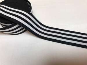 Blød elastik  til undertøj -  4 cm  i  stribet, sort/ hvid